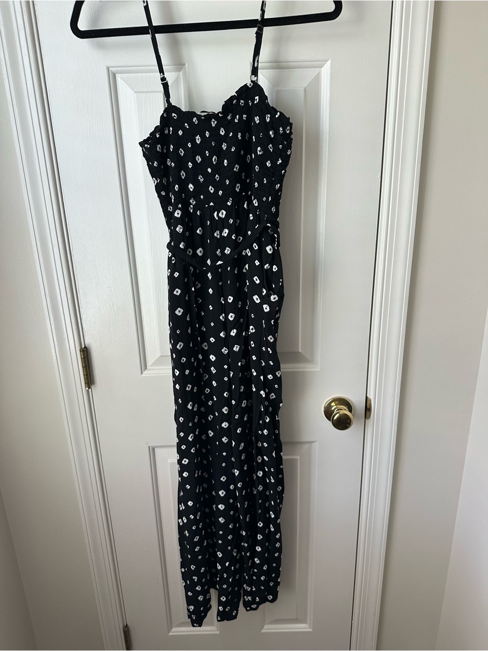 LOFT Black and White Diamond Print Jumpsuit Size S